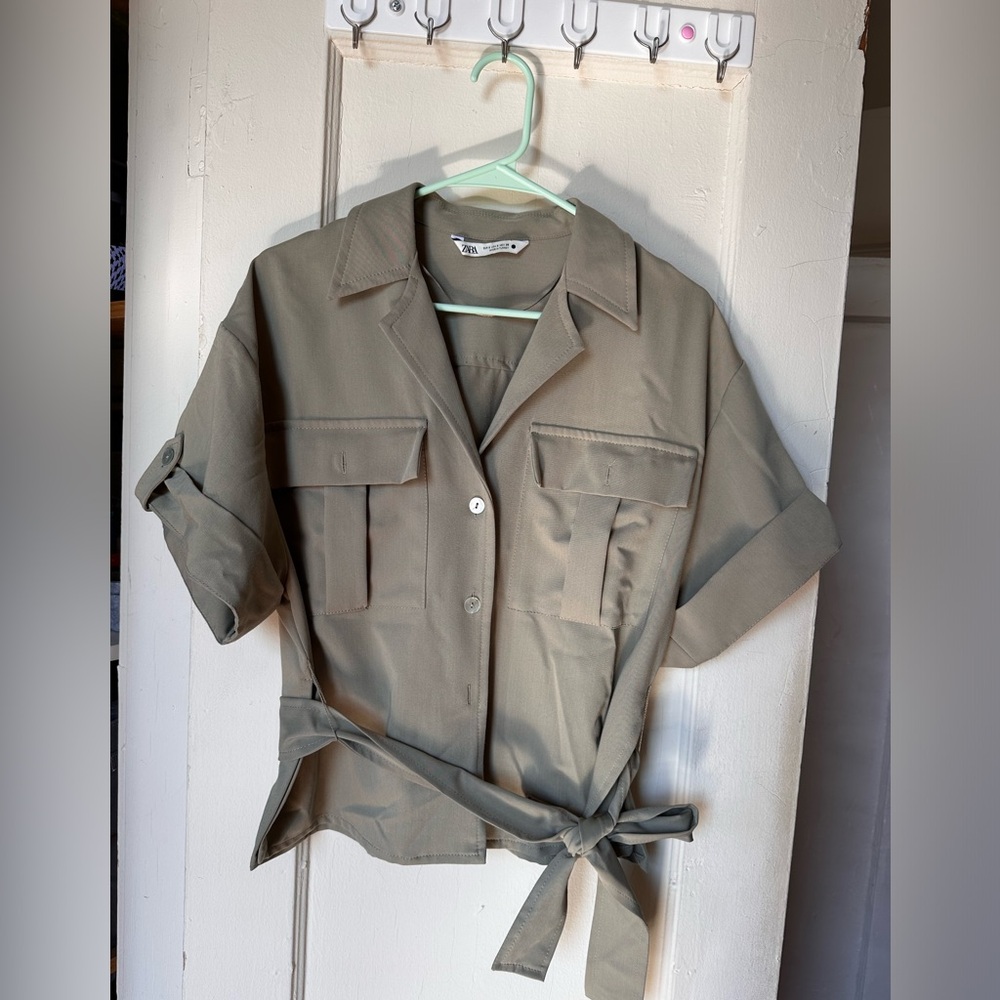 Zara oversize cargo shirt with belt